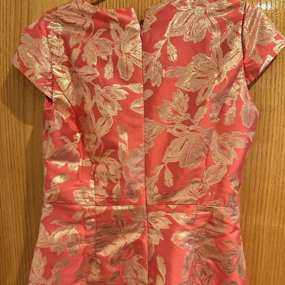 Women's Pink Gold Metallic Jacquard Fit & Flare Dress - Picture 5 of 5